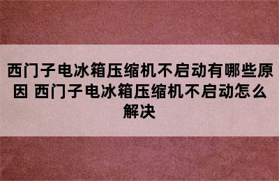 西门子电冰箱压缩机不启动有哪些原因 西门子电冰箱压缩机不启动怎么解决